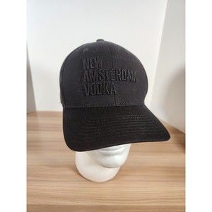 New Amsterdam Vodka  Embossed Spellout Hat‎ Black on Black L/XL Advertising Bar